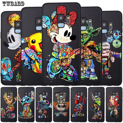 Cute Stitch Minnie Mickey For Cover Samsung Galaxy S10 S9 S8 Plus S6 S7 Edge S10 Lite Black Soft TPU Phone Protective Back Cover