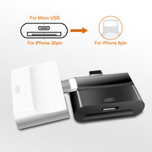 Load image into Gallery viewer, 30 pin to 8 pin adapter 2 in 1 Mobile Phone Adapter Micro V8 Transfer for iPhone 5 6 7 8 Converter for iphone Adapter 4 to 5