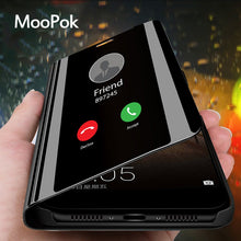 Load image into Gallery viewer, Moopok Smart Mirror Flip Phone Case For Huawei P20 P30 P10 Lite P30 P20 P10 Pro Full Cover Case For Huawei Mate 20 Lite Pro Case