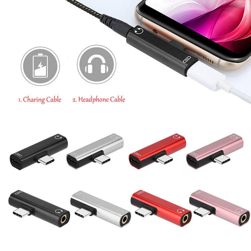 2 in 1 Type C to 3.5mm Jack Earphone Charging Converter USB Type-C Audio Adapter for Xiaomi 6 Huawei P10 Mate 20 Type C Phones